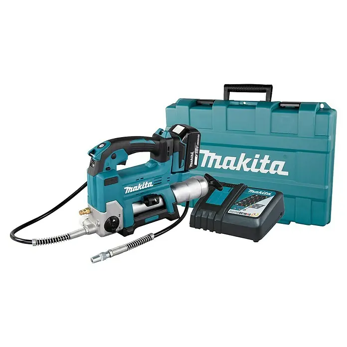 Makita LXT 18V Pistola de engrase de batería DGP180 - 18 V, Sin batería - Pistola de engrase inalámbrica Makita con accesorios, ideal para taller y obra.