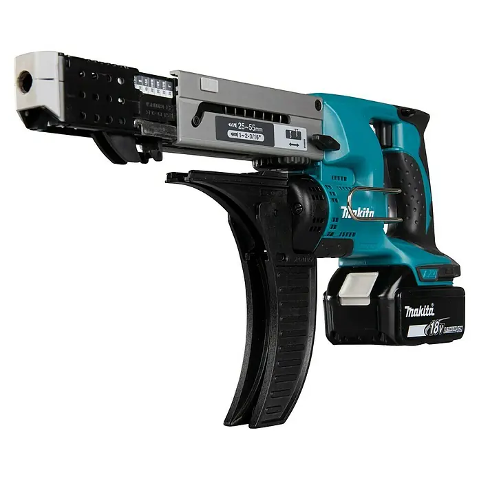 Makita LXT 18V Akku-Trockenbauschrauber mit Magazin DFR550RTJ - 18 V, 2 Akkus, 4.000 U/min, Inkl. Koffer - Makita Akku-Magazinschrauber mit Magazinaufsatz für schnelles und effizientes Schrauben.