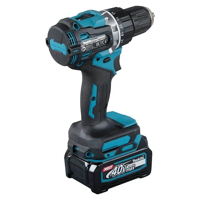 Makita XGT 40V max. Set de taladro atornillador de batería DF002GA202 - 40 V, 2 baterías, 2 Ah, Momento de torsión máx.: 64 Nm - Imagen de un taladro/atornillador inalámbrico Makita.