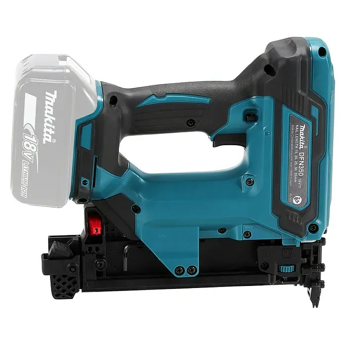 Makita LXT 18V Clavadora de batería DFN350 - 18 V, Sin batería, Longitud del clavo: 15 mm - 35 mm - Clavadora a batería de Makita, modelo DFN350 con batería de 18V. Ideal para uso profesional en obras y talleres.