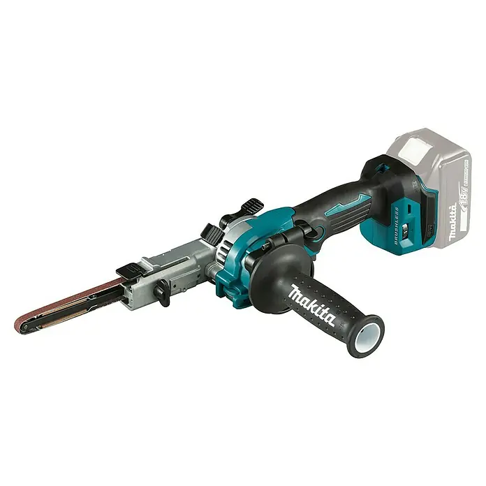 Makita LXT 18V Akku-Bandfeile DBS180Z - 18 V, Ohne Akku, Bandgeschwindigkeit: 600 m/min - 1.700 m/min - Bild einer Makita Akku-Bandschleifer mit 18V Akku, ideal für schwer zugängliche Stellen.