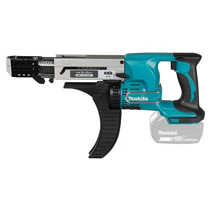 Makita LXT 18V Atornillador para placas de yeso de batería DFR550Z - 18 V, Sin batería, 4.000 r.p.m. - Atornillador de cargador inalámbrico Makita con pantalla de longitud de tornillo y mango ergonómico para un trabajo eficiente y cómodo.