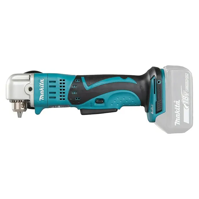 Makita LXT 18V Taladro angular de batería DDA350 -  - Primer plano de un taladro angular Makita, una herramienta diseñada para taladrar con precisión en áreas de difícil acceso.