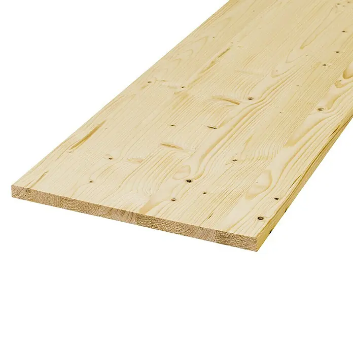 Tablero de madera laminada - Abeto rojo, Nivel de calidad del tablero de madera laminada: B/C, 200 x 25 x 1,8 cm - Tablero de madera de abeto teñido ligeramente con grano visible y orificios de nudos, perfecto para acabados interiores y fabricación de muebles.