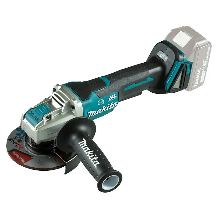 Makita LXT 18V Amoladora angular de batería DGA520Z - 18 V, Sin batería, Diámetro disco: 125 mm - Amoladora angular inalámbrica Makita con sistema X-LOCK para cambios rápidos de disco. La herramienta es potente e ideal para tareas de amolado exigentes.