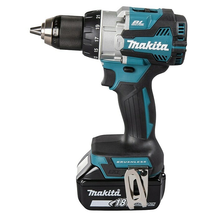 Makita LXT 18V Taladro atornillador percutor de batería DHP489RTJ (18 V, 2 baterías, 5 Ah, 73 Nm) | BAUHAUS