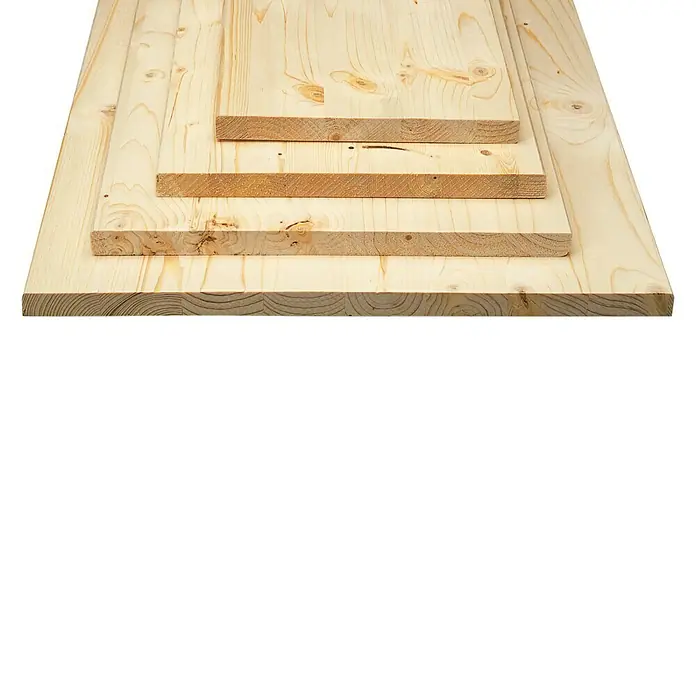 Exclusivholz Tablero de madera laminada - Abeto rojo, Nivel de calidad del tablero de madera laminada: A/B, 1.200 x 600 x 28 mm - Tablones de madera apilados en diferentes tamaños. El color claro de la madera y la veta son bien visibles. Ideal para proyectos de bricolaje.