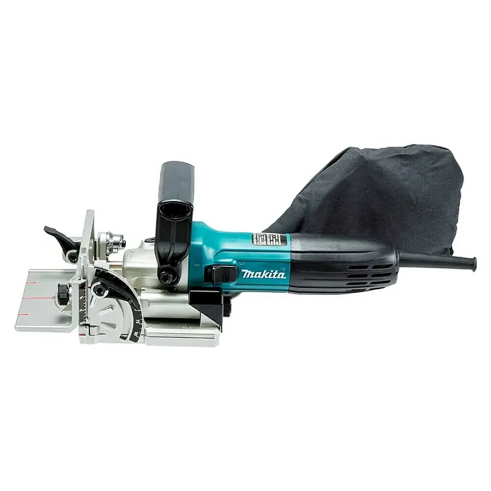 Makita Máquina fresadora PJ7000J - 701 W, Número de revoluciones de marcha en vacío: 110.000 r.p.m. - Encoladora de galletas Makita: Herramienta de alta calidad para trabajos de madera precisos. Perfecta para profesionales y aficionados al bricolaje.