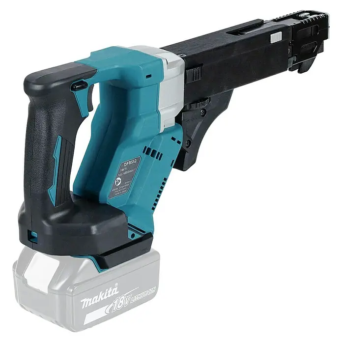 Makita LXT 18V Atornillador para placas de yeso de batería DFR552Z - 18 V, Sin batería, 4.500 r.p.m. - Aquí hay un atornillador inalámbrico para paneles de yeso Makita DFR552, una herramienta para atornillar rápida y eficientemente, alimentada por una batería de 18V.