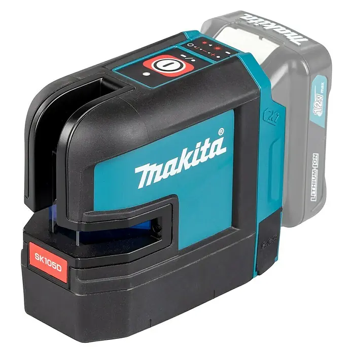 Makita CXT 12V max. Nivel láser en cruz SK105D - 12 V, Sin batería, Zona de trabajo máx.: 25 m - Láser de líneas cruzadas Makita SK105D con línea láser brillante para nivelación precisa en interiores. Ideal para uso profesional.