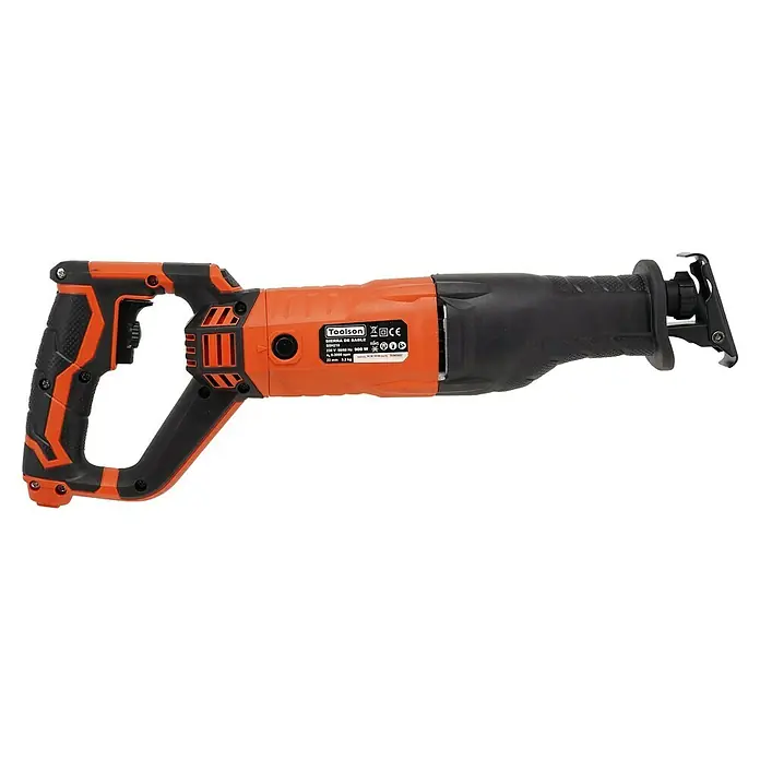 Toolson PRO Sierra de sable SSH 210 - 900 W, Número de carreras marcha en vacío: 3.000 /min - La sierra de sable TOOLSON SSH210, una herramienta potente con cuerpo naranja, diseñada para cortes precisos. Ideal para madera y metal.