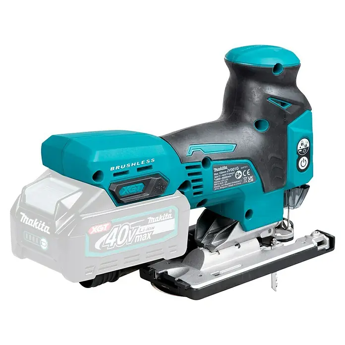 Makita XGT 40V max. Sierra de calar a batería con acción pendular JV001GZ - 40 V, Sin batería, Número de carreras marcha en vacío: 800 /min - 3.500 /min - Sierra de calar inalámbrica de Makita con motor sin escobillas y sistema de batería de 40V, ideal para trabajos de madera.