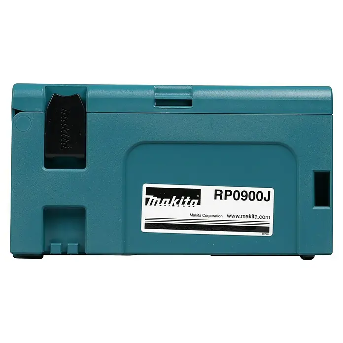 Makita Oberfräse RP0900J - 900 W, 0 U/min - 27.000 U/min, Frästiefe: 35 mm - Nahaufnahme des Makita RP0900J Tragekoffers.