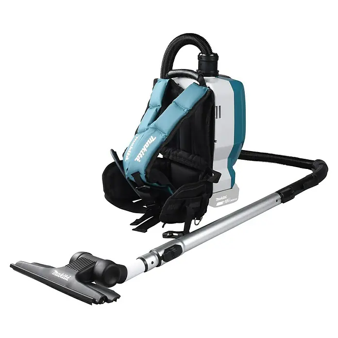 Makita LXT 18V Aspiradora con mochila de batería DVC261ZX15 - 36 V, Sin batería, Volumen de recipiente: 2 l - Aspiradora inalámbrica de mochila Makita con tubo telescópico y boquilla. Ideal para obras y zonas de difícil acceso.