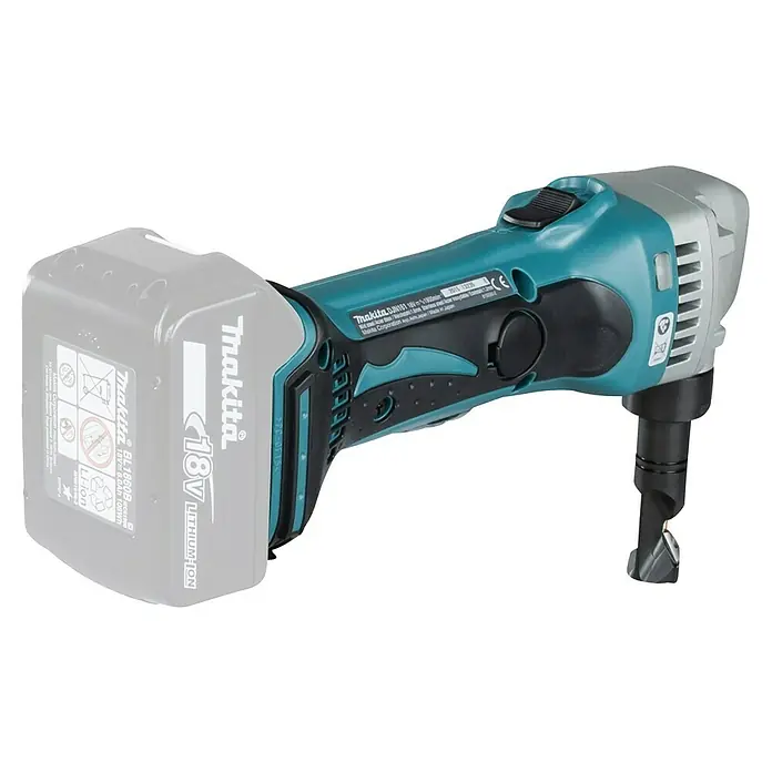 Makita LXT 18V Roedora de chapa DJN161 - 18 V, Sin batería - Cizalla de metal inalámbrica Makita DJN161 con cuerpo azul y negro y batería de iones de litio de 18 V para cortes precisos.