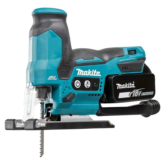 Makita LXT 18V Akku-Pendelhubstichsäge DJV185RF1J - 18 V, Li-Ionen, Anzahl Akkus: 1 Akku, Leerlaufhubzahl: 800 /min - 3.000 /min - Akku-Stichsäge von Makita mit bürstenlosem Motor und 18V Lithium-Ionen-Akku für präzise Schnitte in verschiedenen Materialien.