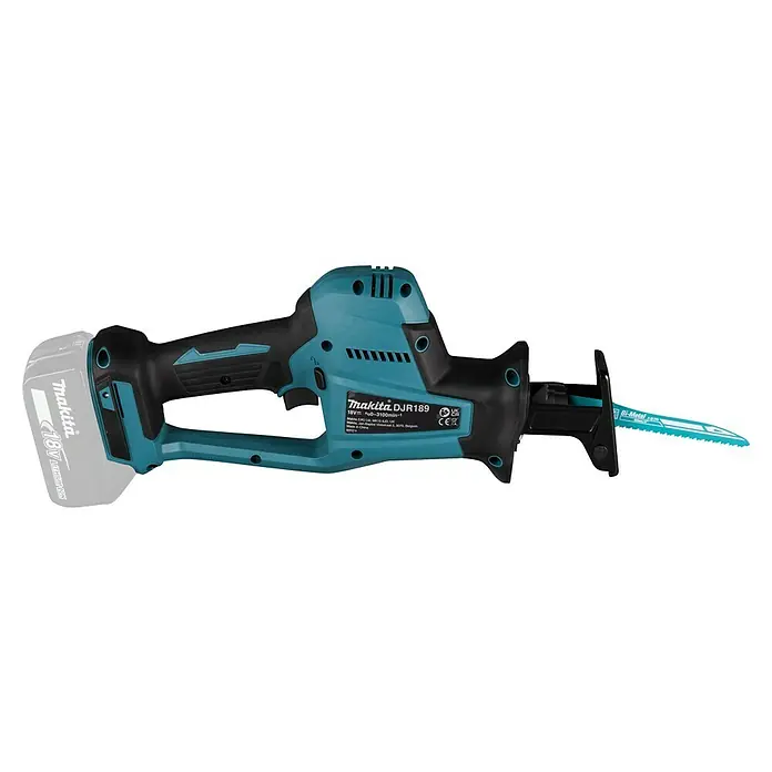 Makita LXT 18V Sierra de sable de batería DJR189 - 18 V, Sin batería - Sierra de vaivén inalámbrica Makita DJR189 con hoja bimetálica, ideal para cortes precisos en diversos materiales. Diseño compacto y ligero.