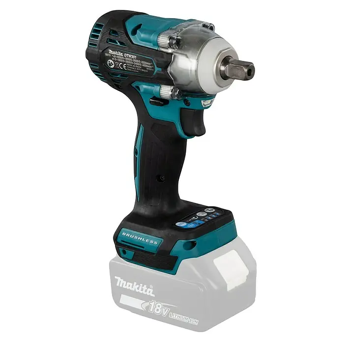Makita LXT 18V Llave de impacto de batería DTW301Z - 18 V, Sin batería, 330 Nm - Llave de impacto inalámbrica Makita DTW301 con batería de iones de litio de 18 V para atornillar en varias áreas de aplicación.
