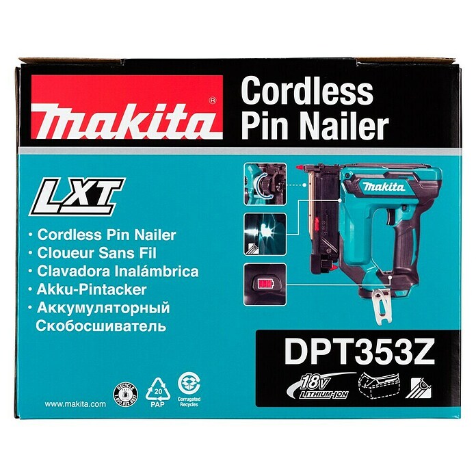 Makita LXT 18V Clavadora de batería DPT353Z (18 V, Sin batería, Longitud del clavo: 15 mm - 35 mm) | BAUHAUS