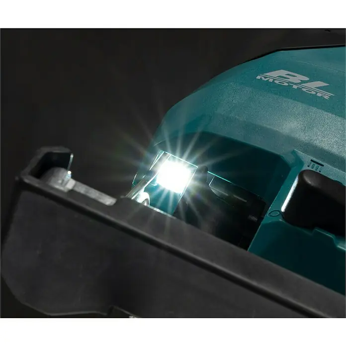 Makita LXT 18V Akku-Pendelhubstichsäge DJV184Z - 18 V, Li-Ionen, Anzahl Akkus: Ohne Akku, Leerlaufhubzahl: 0 /min - 3.000 /min - Nahaufnahme einer Akku-Stichsäge mit LED-Licht für präzise Schnitte. Ideal für Heimwerker und Profis.