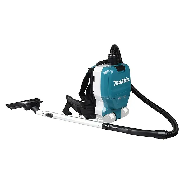 Makita LXT 18V Aspiradora con mochila de batería DVC261ZX15 - 36 V, Sin batería, Volumen de recipiente: 2 l - Una aspiradora de mochila inalámbrica Makita con accesorios, diseñada para una aspiración cómoda e inalámbrica.