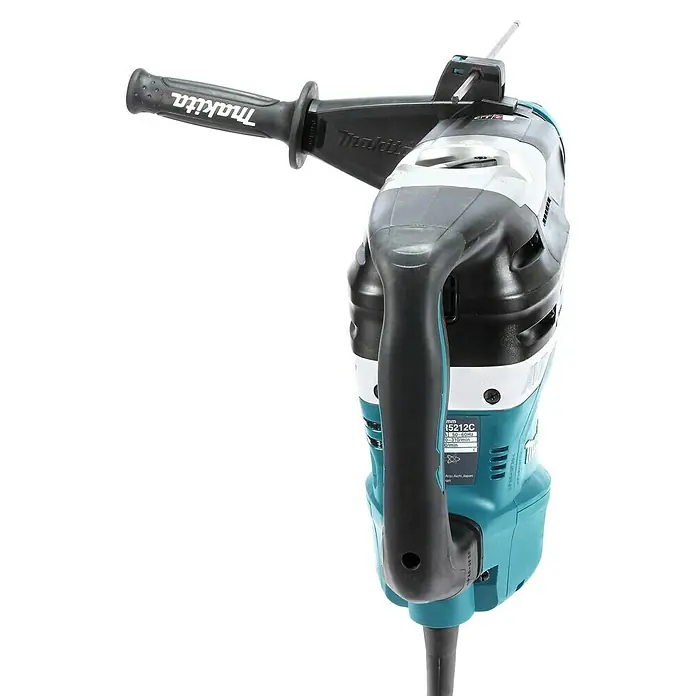 Makita Kombihammer HR5212C - 1.510 W, 20 J, SDS-Max-Aufnahme - Nahaufnahme eines Makita Abbruchhammers, der ein robustes Design und professionelle Handwerksqualität zeigt.