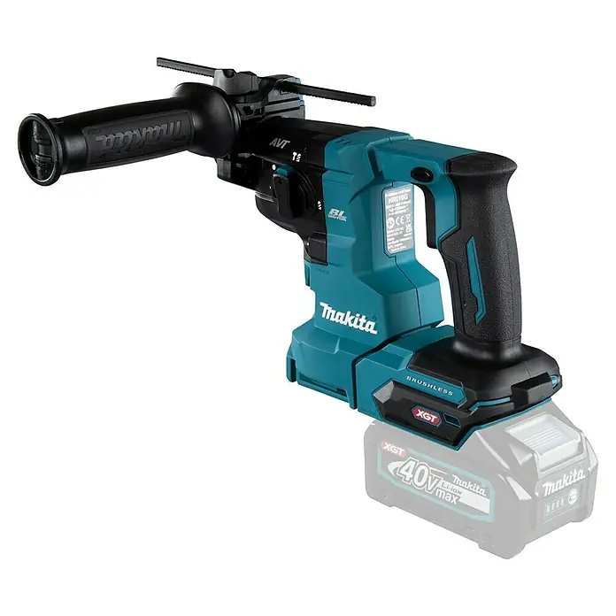 Makita XGT 40V max. Akku-Kombihammer HR010GZ - 40 V, Ohne Akku, 2,1 J - Akku-Bohrhammer HR010G von Makita mit AVT, T-Griff, bürstenlosem Motor und XGT 40V Max Akku für professionelle Anwendungen.
