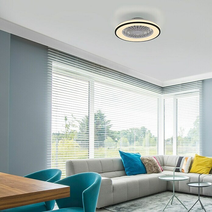 Just Light Ventilador de techo Leno (Negro, 49 cm, 48 W, RGB) | BAUHAUS