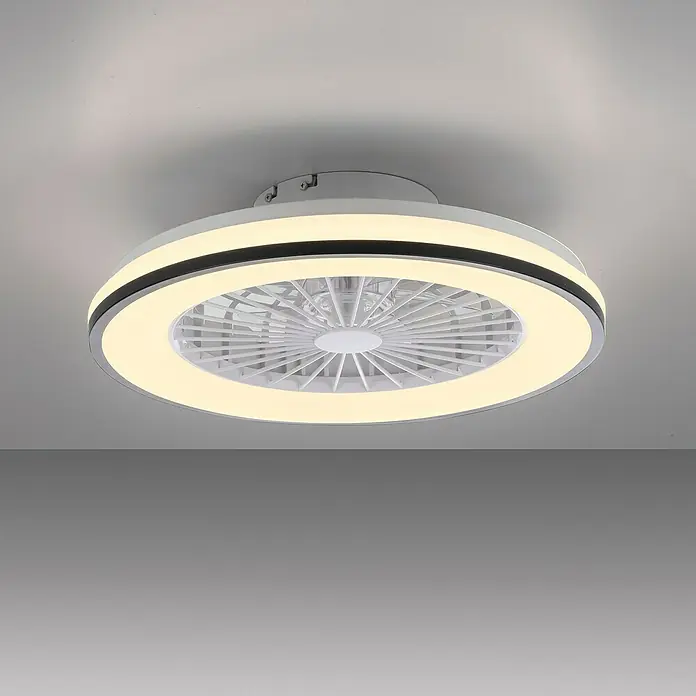 Just Light Ventilador de techo Leno - Negro, 49 cm, 48 W, RGB - Moderna lámpara de techo con ventilador y aro LED. Su diseño elegante proporciona luz agradable y refrigeración para cualquier habitación.