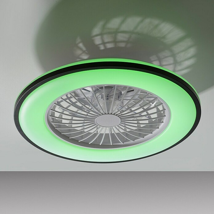 Just Light Ventilador de techo Leno (Negro, 49 cm, 48 W, RGB) | BAUHAUS