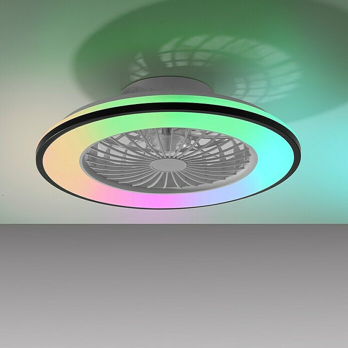 Just Light Ventilador de techo Leno (Negro, 49 cm, 48 W, RGB) | BAUHAUS