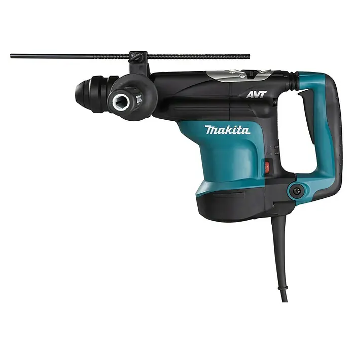 Makita Martillo combinado HR3210FCT - 850 W, 4,9 J, Alojamiento SDS-Plus - Martillo rotativo Makita con AVT avanzada para menos vibración, ideal para trabajos de perforación y demolición.