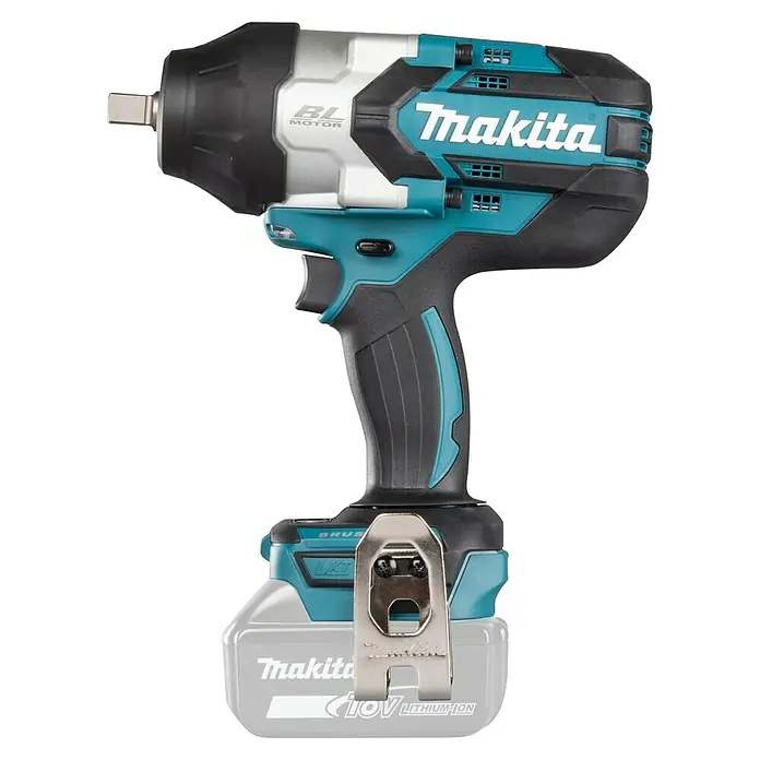 Makita LXT 18V Llave de impacto de batería DTW1004Z - 18 V, Sin batería, 4 Ah, 1.050 Nm - Imagen de una llave de impacto inalámbrica Makita, diseñada para tareas de fijación pesadas y con un motor sin escobillas para mayor eficiencia.