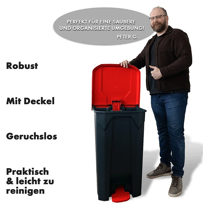 Treteimer Olaf (50 l, Kunststoff, Rot) | BAUHAUS