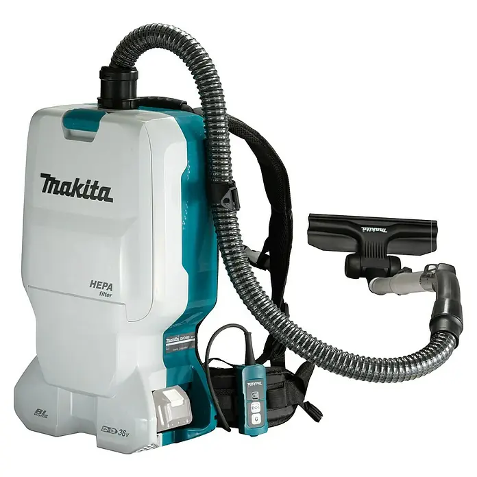 Makita LXT 18V Akku-Rucksackstaubsauger DVC660Z - 36 V, Ohne Akku, Behältervolumen: 6 l - Der Makita DVC860LZ Akku-Rucksackstaubsauger mit HEPA-Filter bietet kabellose Flexibilität und hohe Saugleistung für professionelle Anwendungen.
