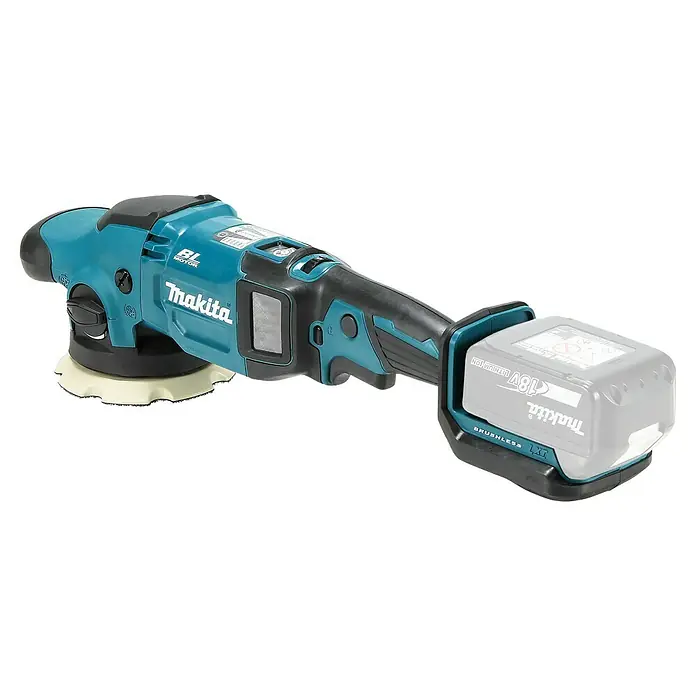 Makita LXT 18V Pulidora excéntrica de batería DPO500 - 18 V, Sin batería - Pulidora a batería Makita con un diseño azul y negro con batería, perfecta para pulir superficies y para tareas de cuidado del coche.
