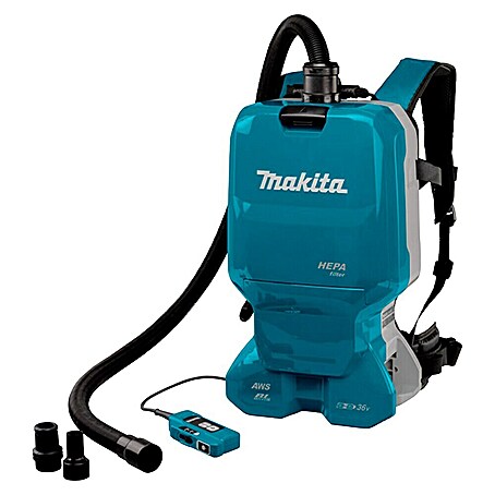 Makita LXT 18V Aspiradora con mochila de batería DVC665ZU (36 V, Sin batería, Volumen de recipiente: 6 l, Con bolsa)