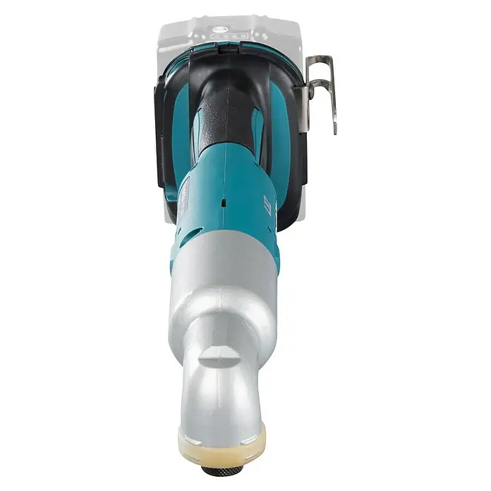 Makita LXT 18V Akku-Schlagschrauber DTL061Z - 18 V, Ohne Akku, 60 Nm - Aufnahme des Makita Winkelschleifers mit silbernem Kopf und blau-schwarzem Griff für präzises Schleifen und Polieren.