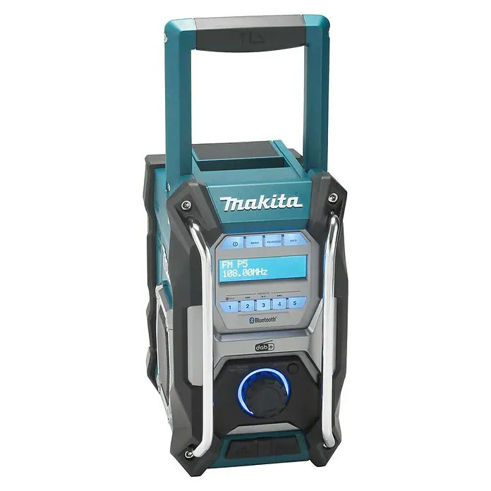Makita Akku-Baustellenradio MR004GZ - 40 V, 174.928 - 239.200 MHz (DAB/DAB+) - Das Makita DMR200 Akku-Baustellenradio mit Digitalradio DAB+ und Bluetooth, ideal für Musik auf der Baustelle.