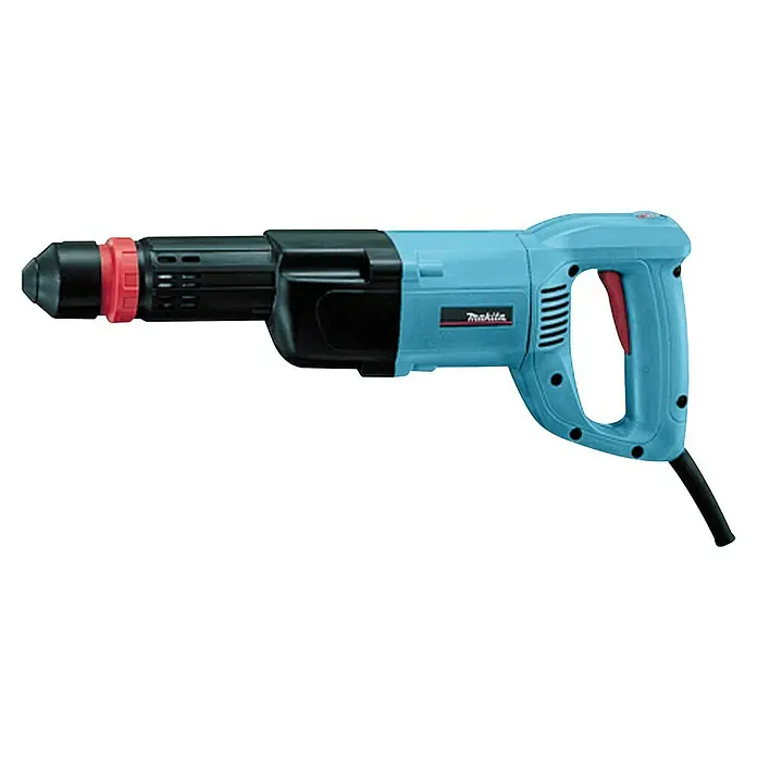 Makita Martillo combinado HK0500 - 550 W, 1,8 J, Alojamiento SDS-Plus - En la imagen se muestra un martillo demoledor azul Makita, una herramienta robusta para trabajos de demolición pesados.