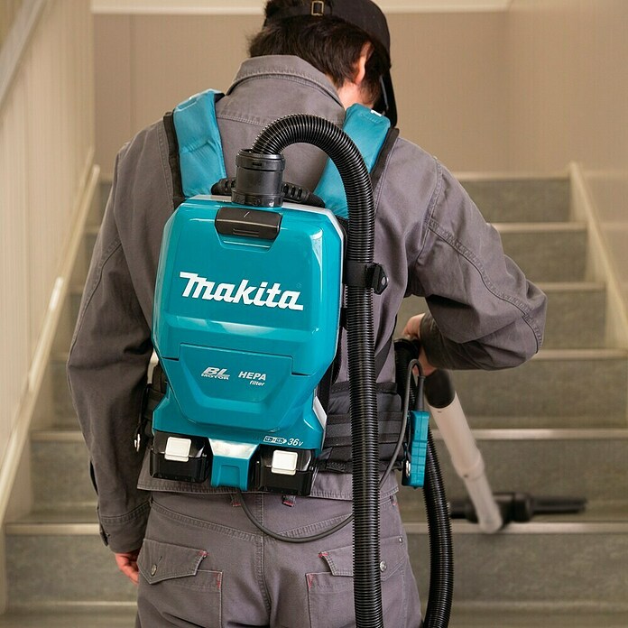 Makita LXT 18V Aspiradora con mochila de batería DVC261ZX15 (36 V, Sin batería, Volumen de recipiente: 2 l) | BAUHAUS