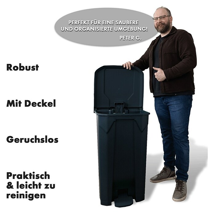 Treteimer Olaf (50 l, Kunststoff, Grau) | BAUHAUS