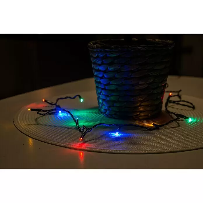 Konstsmide LED-Lichterkette Micro LED - Innen, Lichtfarbe: Mehrfarbig, Anzahl Leuchtmittel: 100 Stk., Netzbetrieben - Vorderansicht