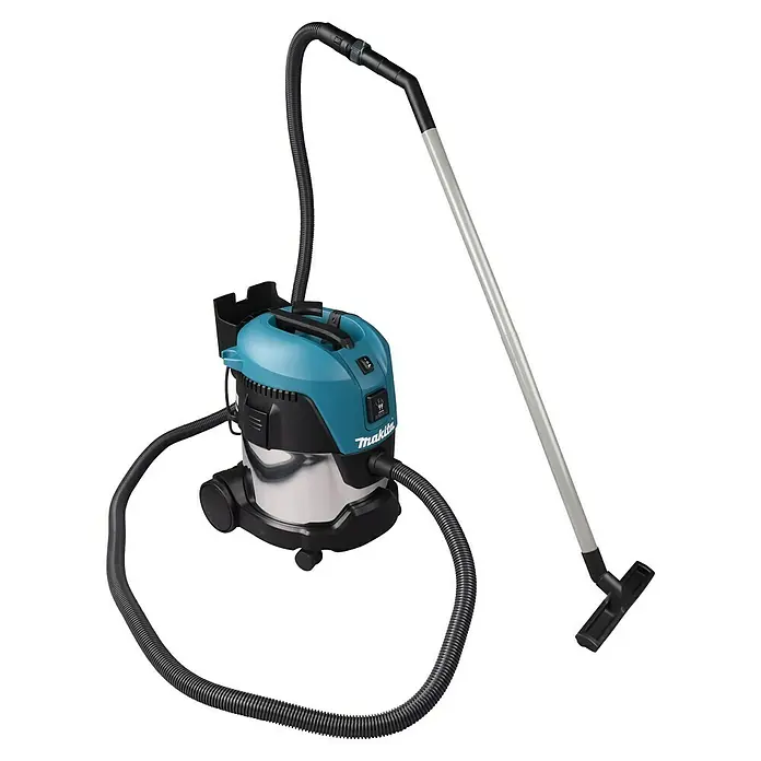 Makita Aspirador en seco y húmedo VC2012L - 1.000 W, 20 l - Una aspiradora de sólidos y líquidos Makita con manguera y boquilla, ideal para talleres y obras. Potente y versátil.
