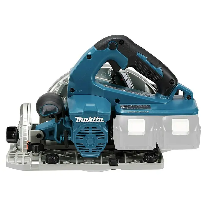 Makita LXT 18V Sierra circular de batería DHS782ZJ - 18 V, Sin batería, Diámetro hoja de sierra: 190 mm, 6.000 r.p.m. - Primer plano de una sierra circular inalámbrica Makita DHS782, que combina potencia y precisión para la carpintería.