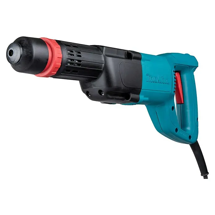 Makita Meißelhammer HK0500 - 550 W, Max. Schlagzahl: 3.500 U/min, 1,8 J - Bild einer Makita Schlagbohrmaschine in Schwarz, Rot und Türkis. Ein leistungsstarkes Werkzeug für Bau- und Renovierungsarbeiten.