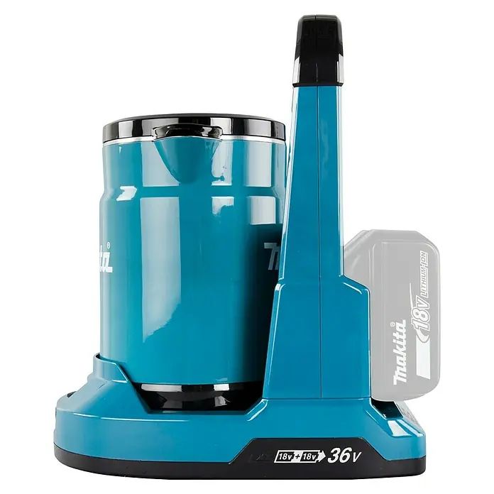 Makita LXT 18V Wasserkocher Akku DKT360Z - 18 V, Ohne Akku - Makita Akku-Wasserkocher: Kompakter, kabelloser Wasserkocher für unterwegs mit 0,8 Liter Fassungsvermögen und 36V Leistung.