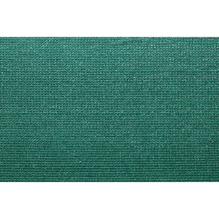 Sichtschutz - 500 x 100 cm, Kunststoff, Grün - Nahaufnahme eines grünen Schattierungsnetzes, das eine dichte, gewebte Struktur für Schatten und Privatsphäre im Garten bietet.