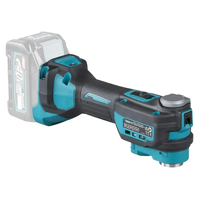 Makita XGT 40V max. Multiherramienta de batería TM001G - 40 V, Sin batería - Una herramienta multifunción inalámbrica Makita TM001G con batería de 40V, ideal para diversas tareas de corte y lijado.