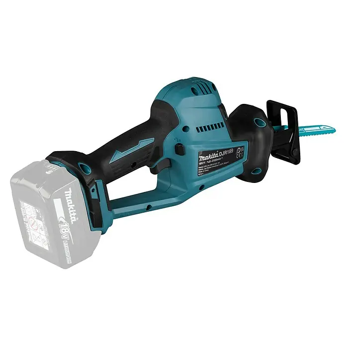 Makita LXT 18V Sierra de sable de batería DJR189 - 18 V, Sin batería - Sierra de sable inalámbrica Makita DJR189 con batería de 18V. Diseño compacto para un fácil manejo y aplicaciones versátiles en construcción.